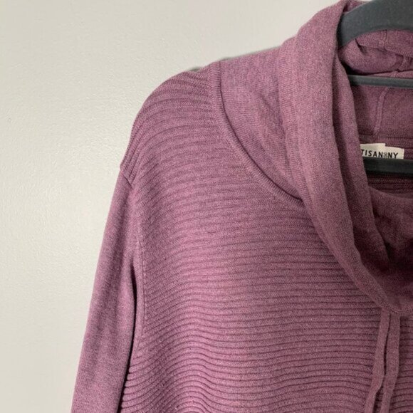 Artisan NY light plum cowl neck drawstring ribbed long sleeve athleisure top - Picture 3 of 11